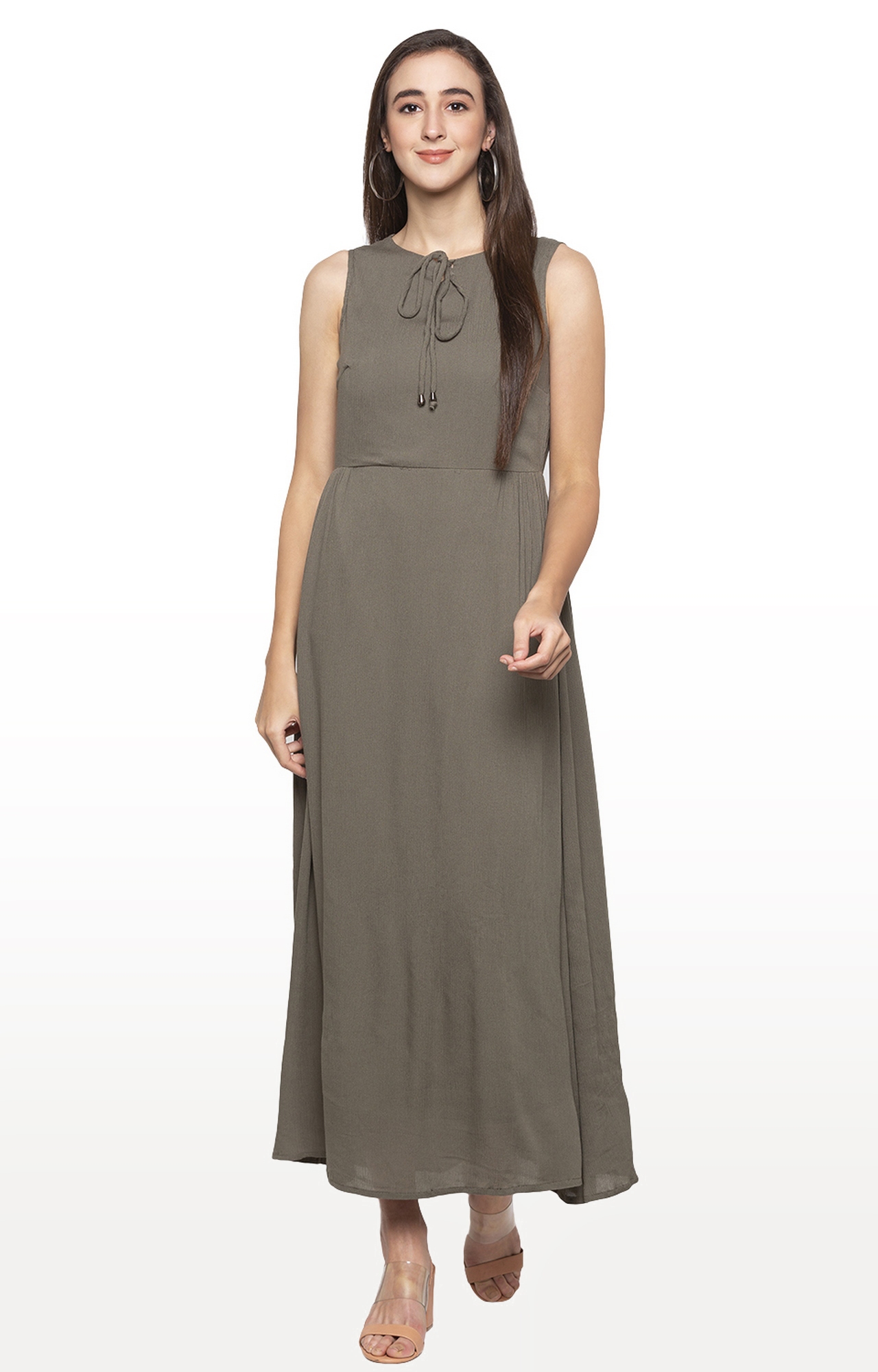 globus | Olive Solid Maxi Dress