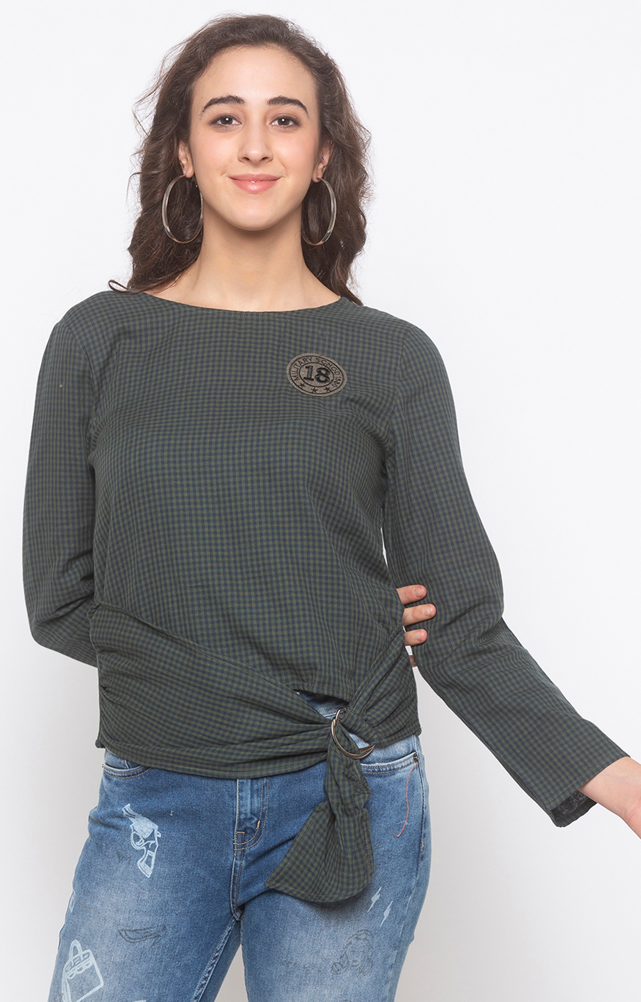 globus | Green Checked Top