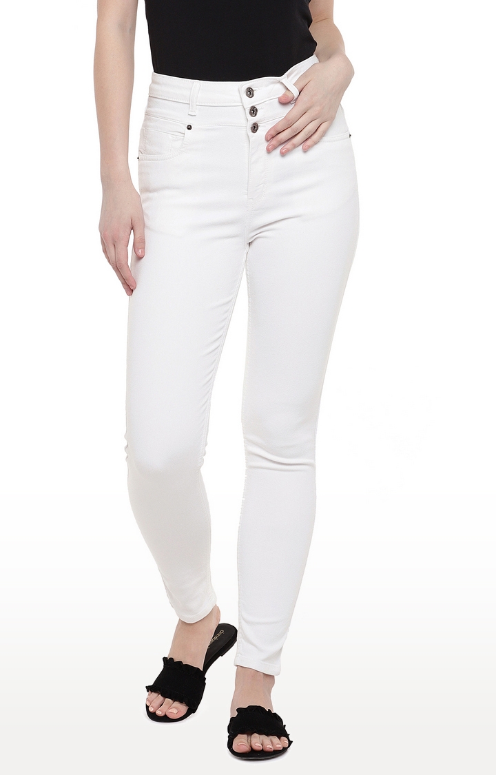 globus | White Solid Straight Jeans