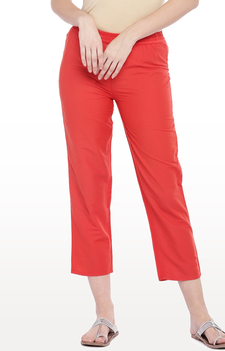 globus | Red Solid Regular Fit Trousers