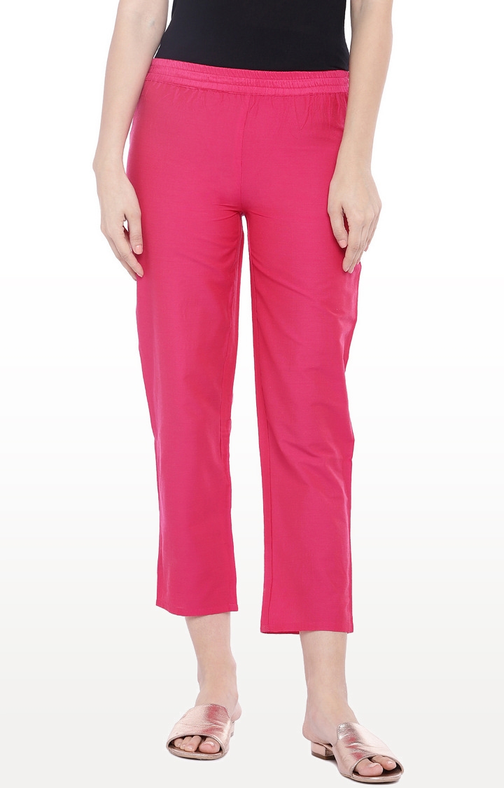 globus | Pink Solid Regular Fit Trousers
