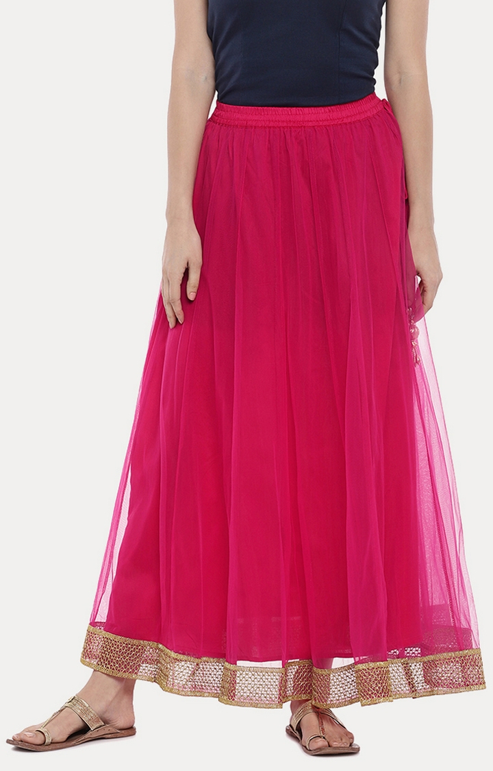 globus | Pink Solid Pleated Skirt