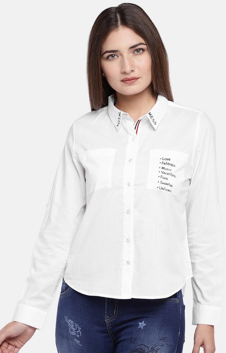 globus | White Printed Casual Shirt