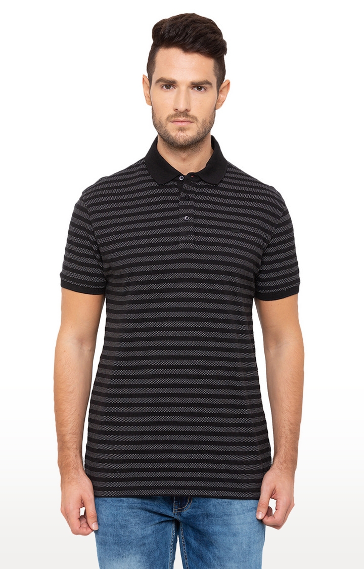 globus | Black Striped Polo T-Shirt