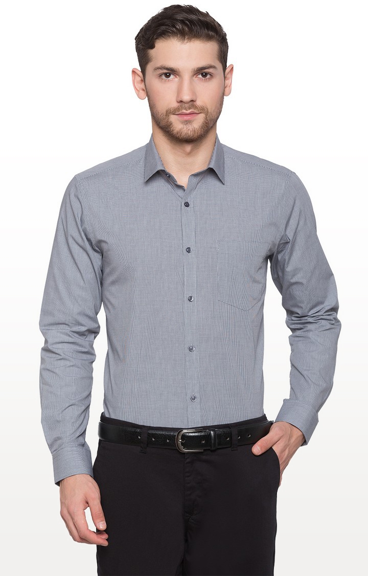 globus | Grey Checked Formal Shirt