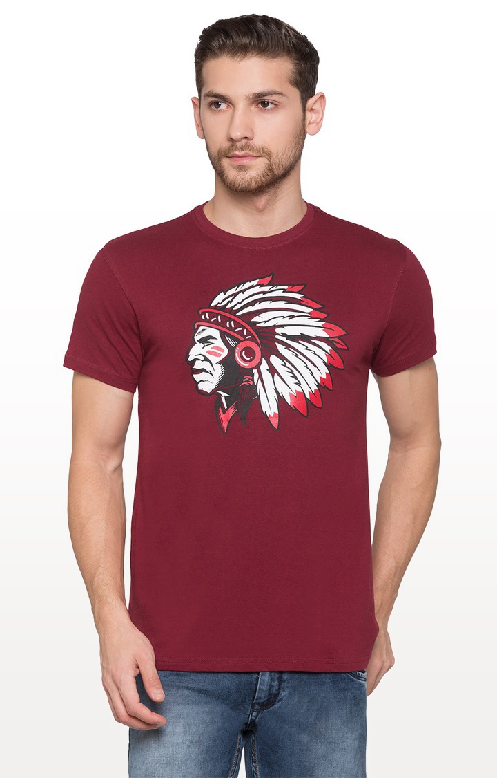 globus | Maroon Printed Graphic T-Shirt