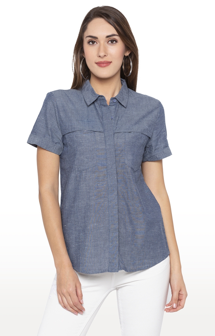 globus | Blue Melange Formal Shirt