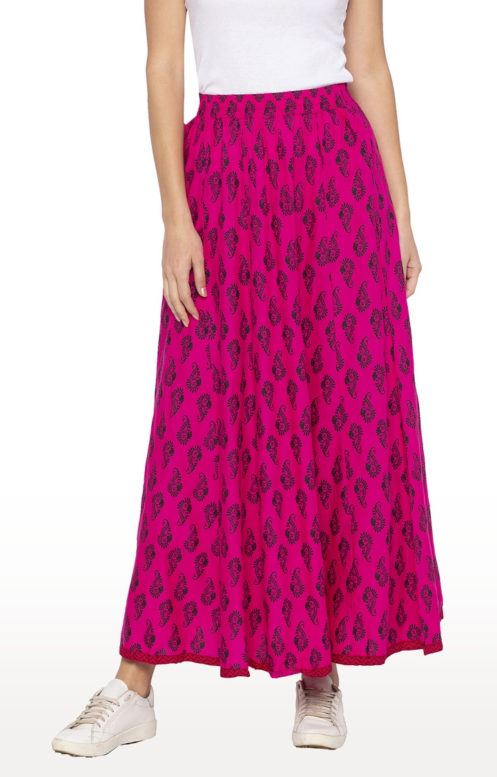globus | Pink Printed Flared Skirt