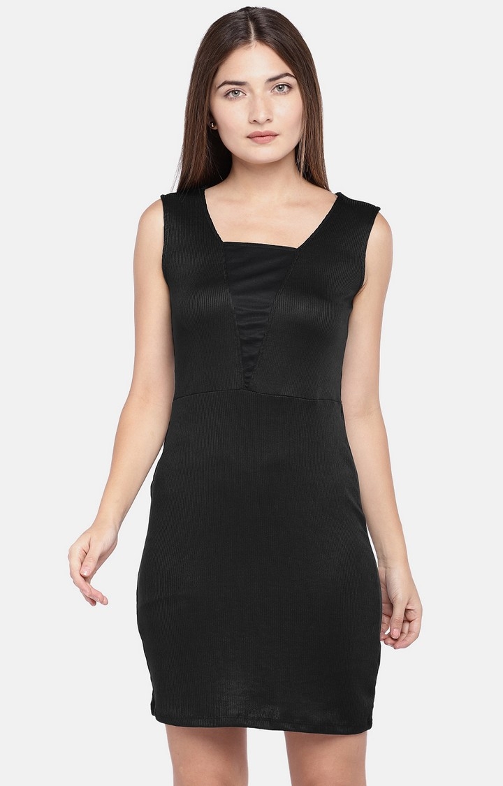 globus | Black Solid Sheath Dress
