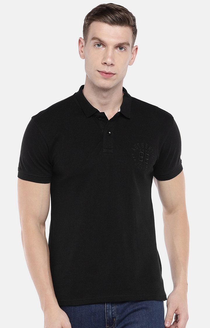 globus | Black Solid Polo T-Shirt