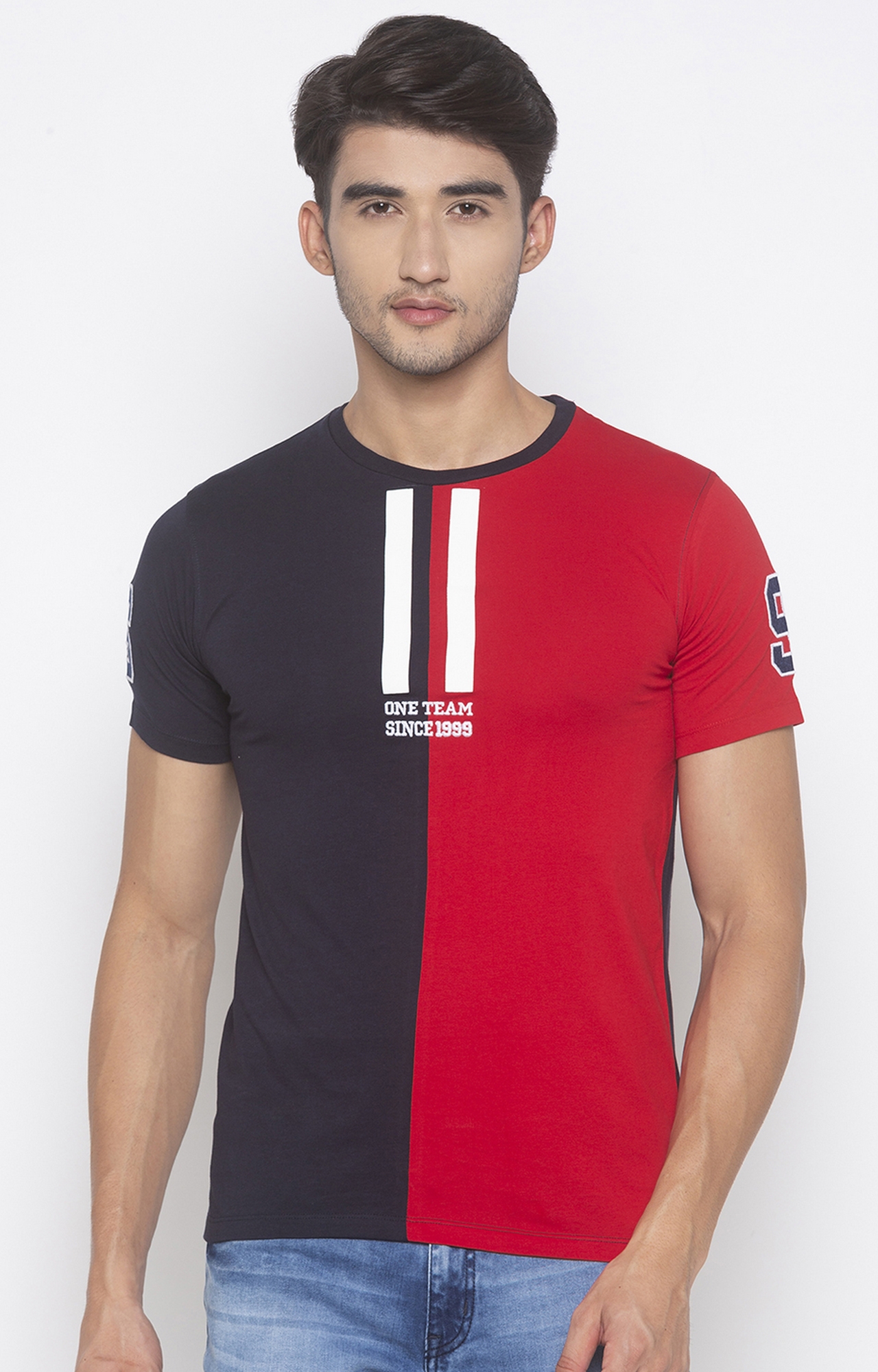 globus | Blue and Red Colourblock T-Shirt
