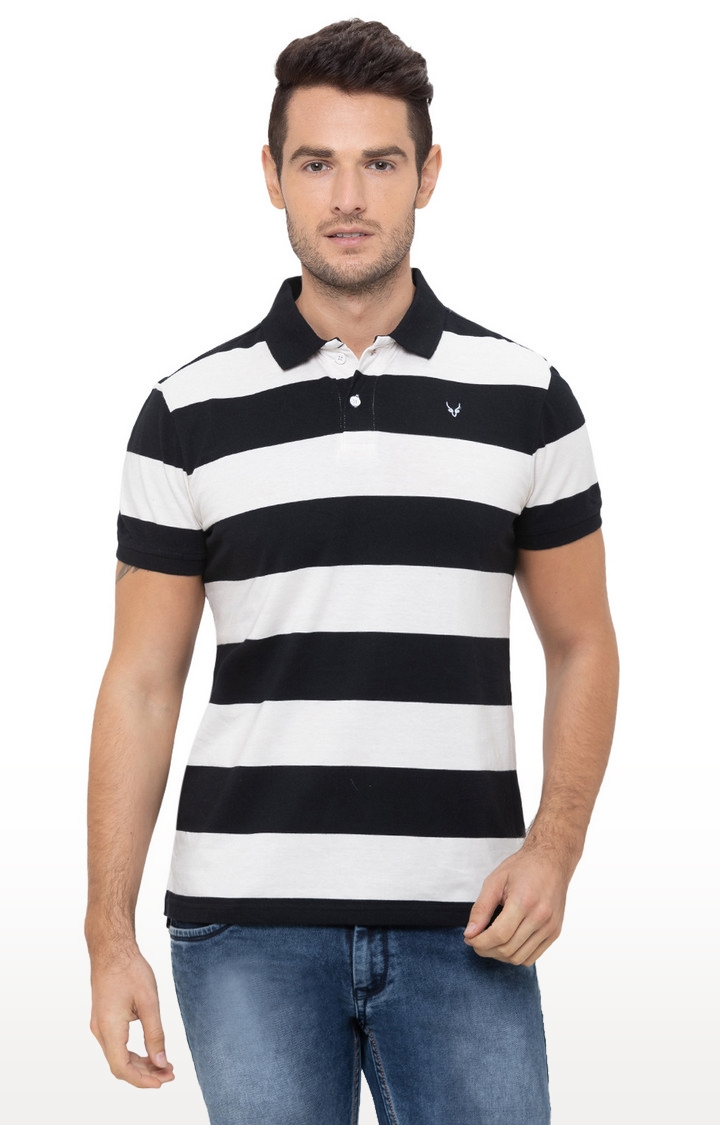 globus | White And Black Striped Polo T-Shirt