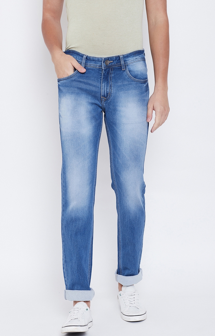 OCTAVE | Light Blue Solid Tapered Jeans