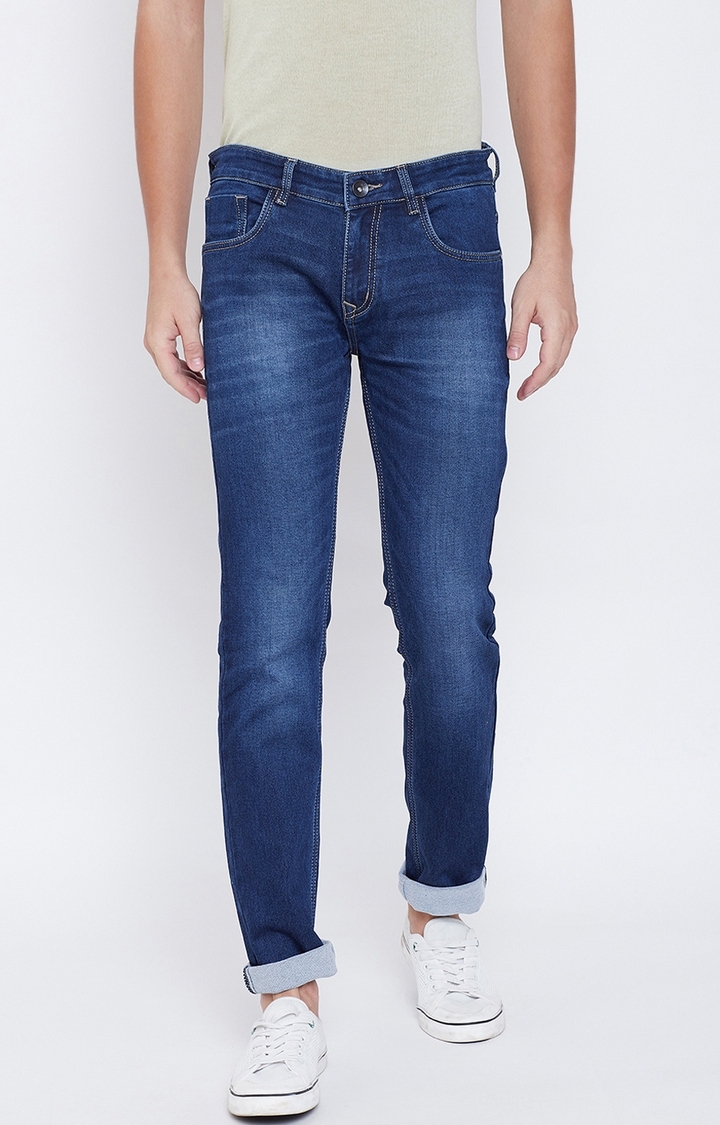 OCTAVE | Blue Solid Tapered Jeans