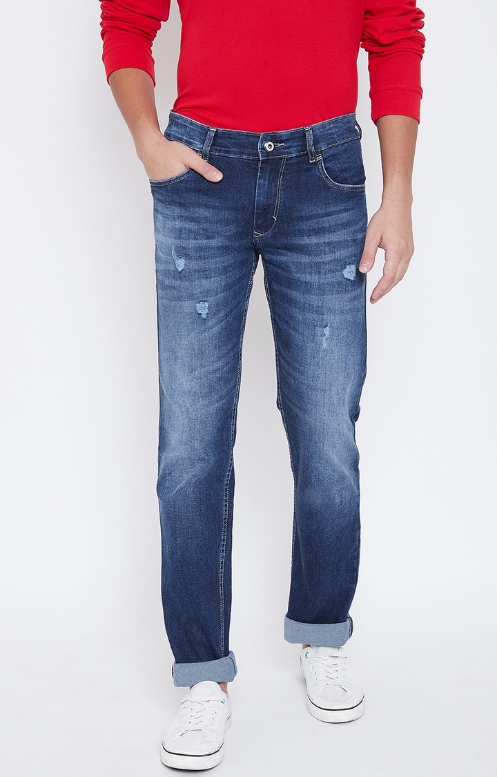 OCTAVE | Blue Ripped Tapered Jeans