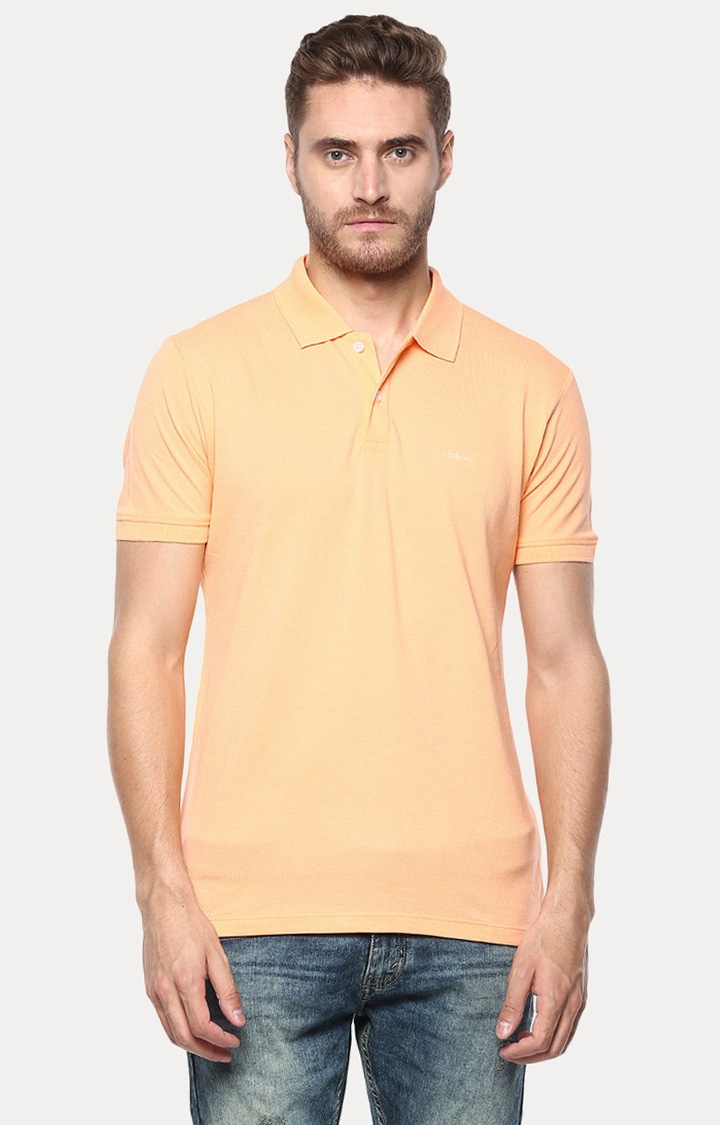 OCTAVE | Peach Solid Polo T-Shirt