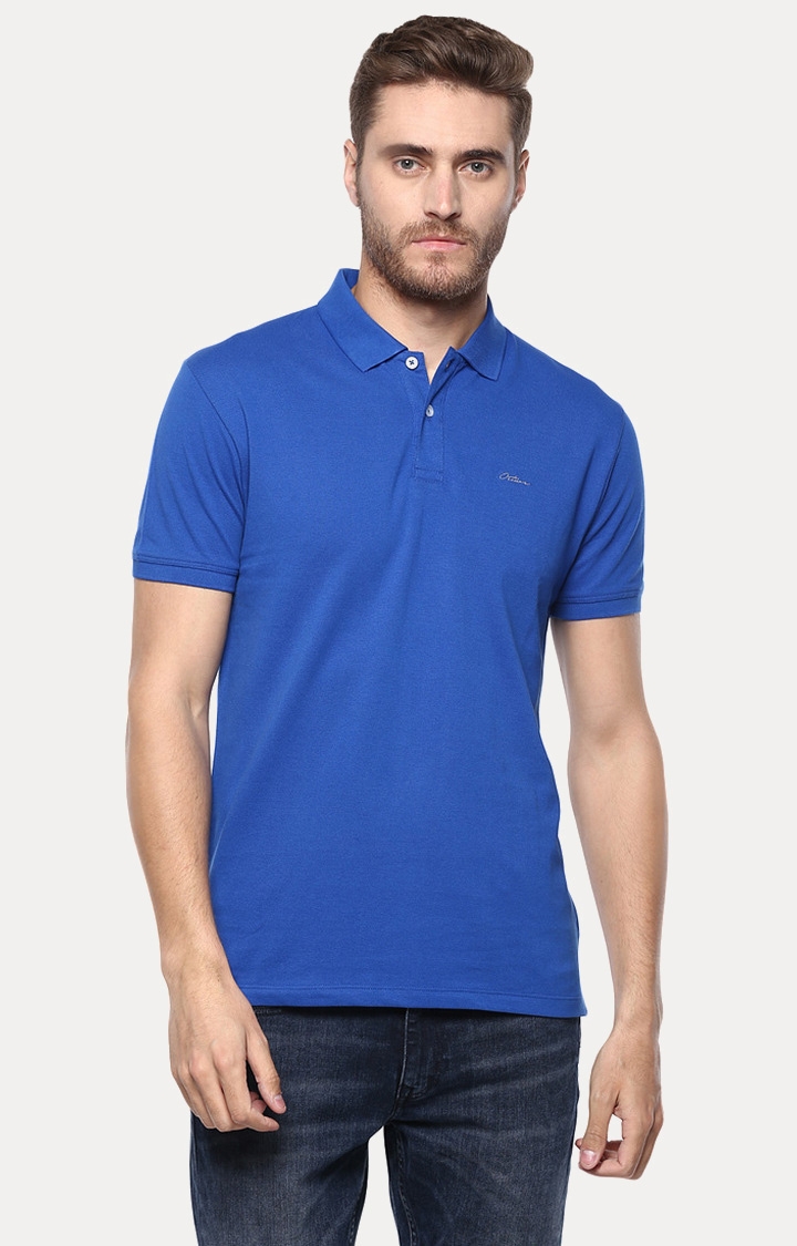 OCTAVE | Royal Blue Solid Polo T-Shirt
