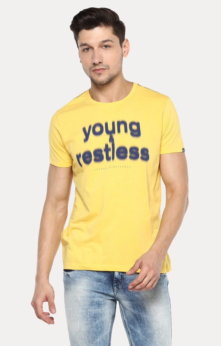 Spykar | spykar Yellow Printed Slim Fit T-Shirt