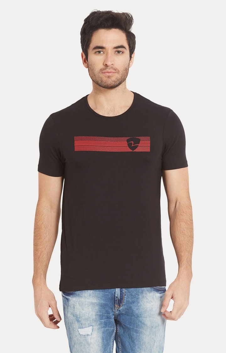 Spykar | spykar Black Printed Slim Fit T-Shirt
