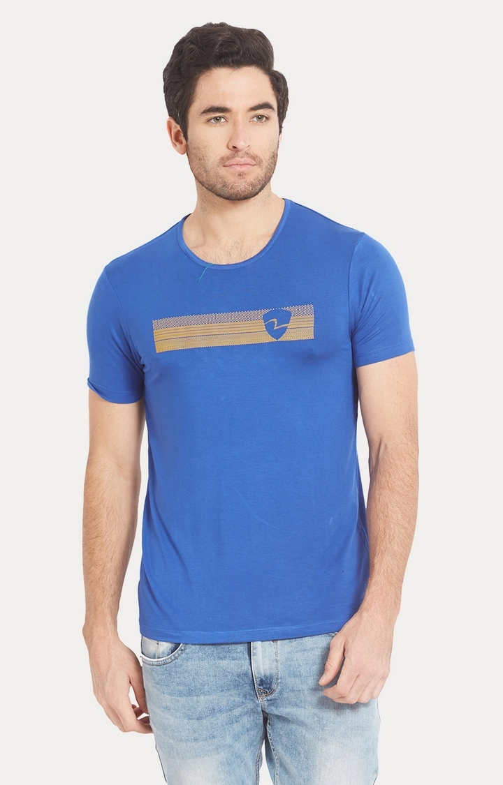 SPYKAR | spykar Blue Solid Slim Fit T-Shirt