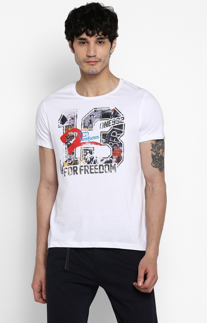 Spykar | spykar White Printed Slim Fit T-Shirt