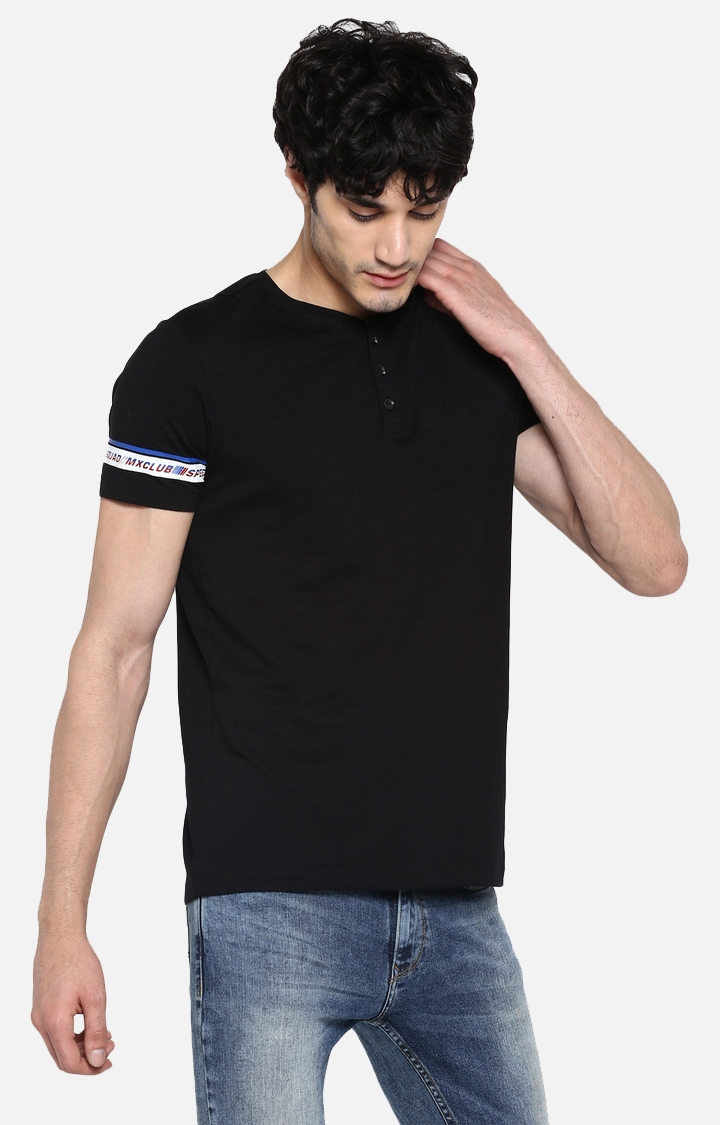 Spykar | spykar Black Cotton Blend T-Shirt