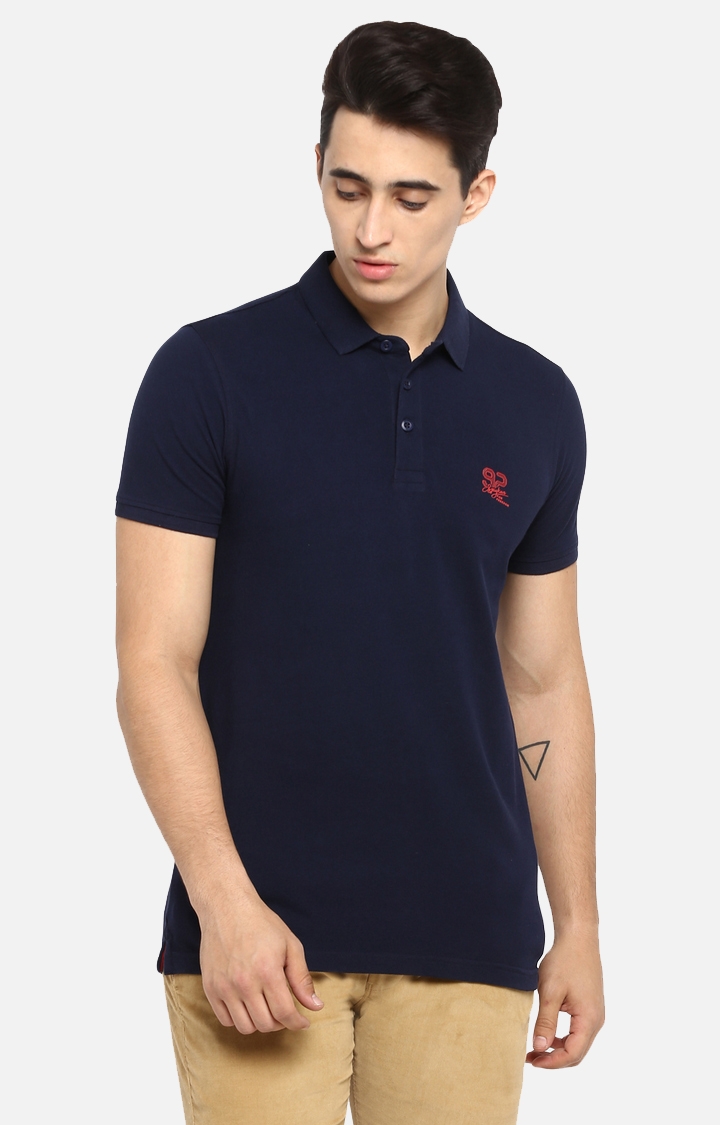 Spykar | spykar Navy Solid Slim Fit T-Shirt