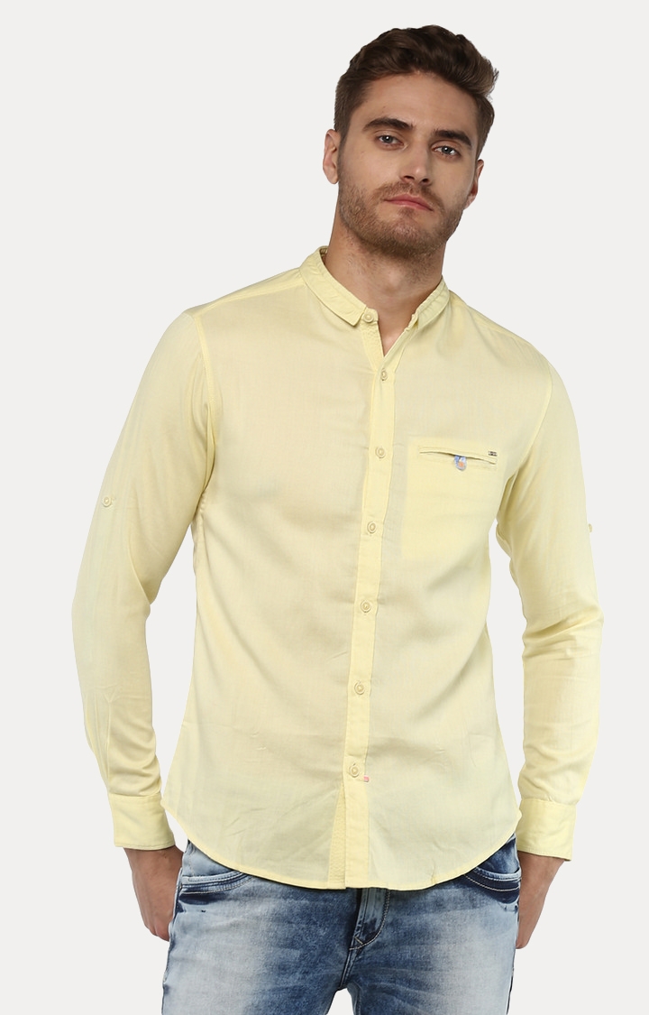 Spykar | spykar Yellow Solid Slim Fit Casual Shirt