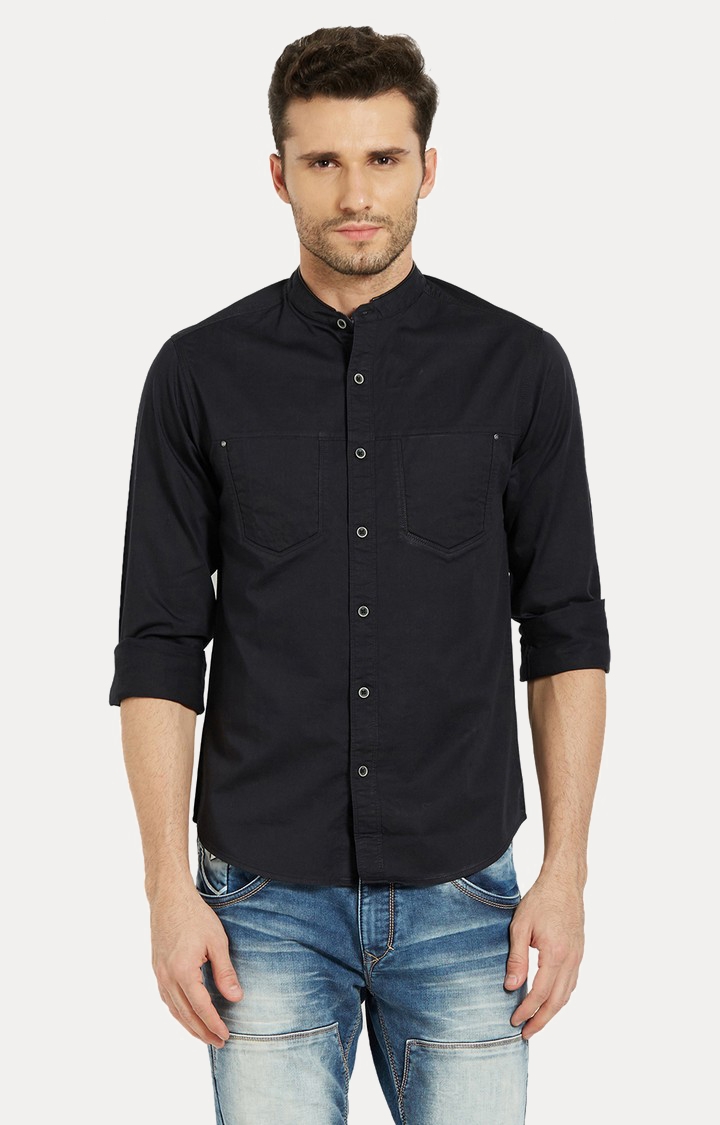 SPYKAR | spykar Black Solid Slim Fit Casual Shirt