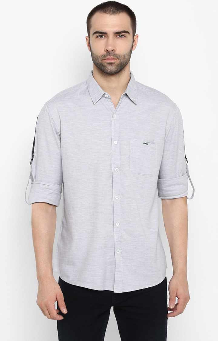 Spykar | spykar Grey Solid Slim Fit Casual Shirt