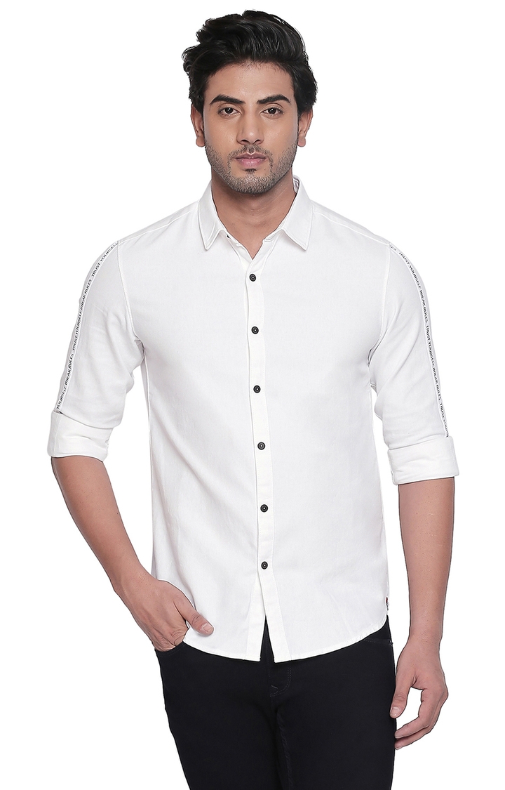 Spykar | spykar White Solid Slim Fit Casual Shirt