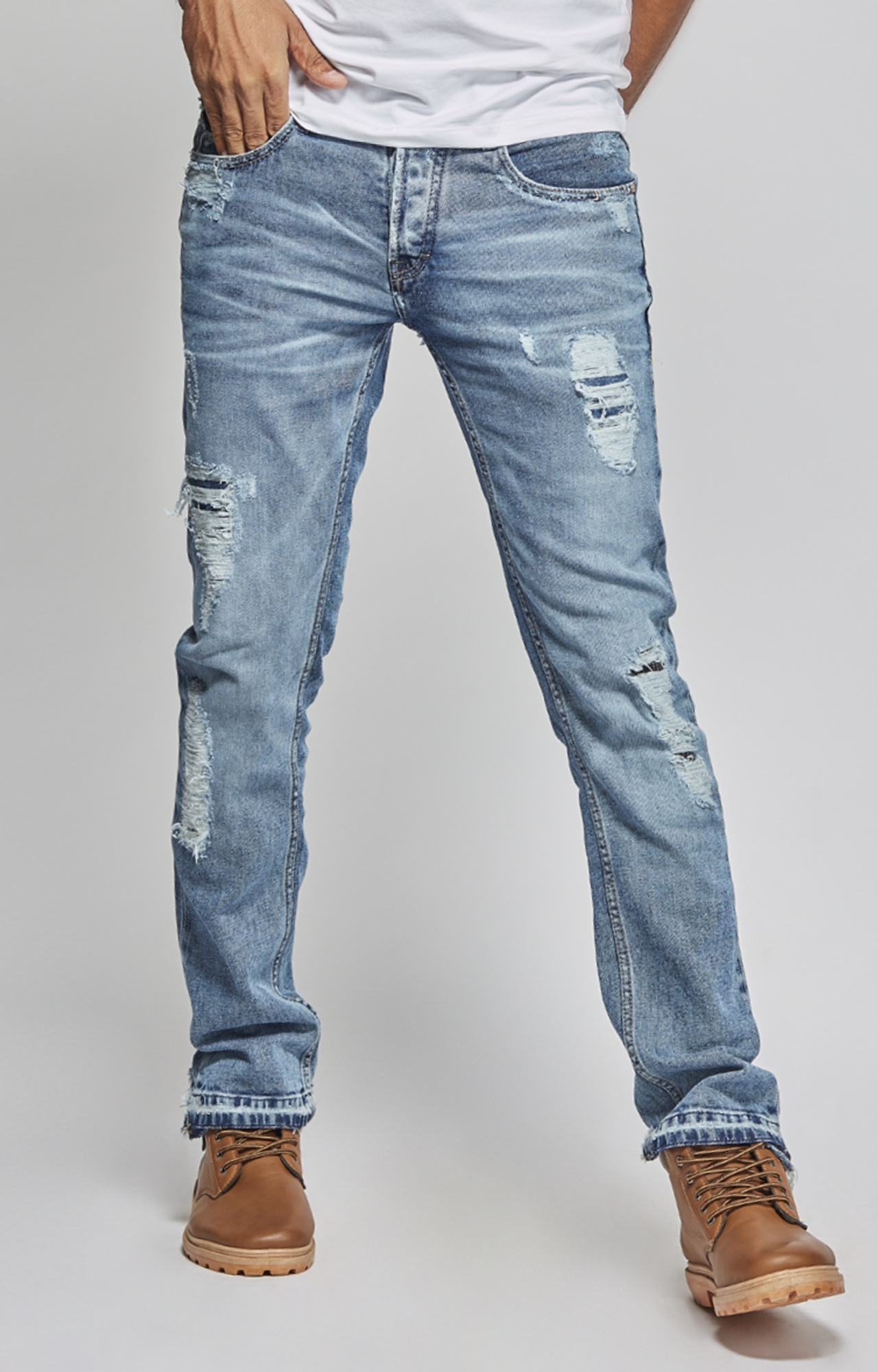 Spykar | Spykar Light Blue Ripped Skinny Fit Jeans