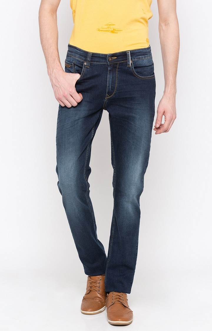 SPYKAR | Spykar Blue Solid Slim Thigh Narrow Leg Fit Jeans