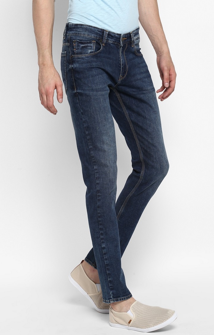 Spykar | Spykar Mid Blue Solid Slim Thigh Narrow Leg Fit Jeans