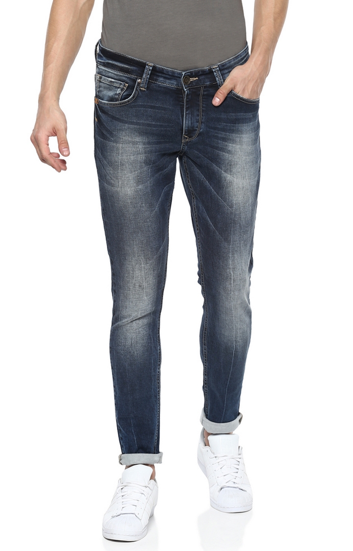 Spykar | Spykar Blue Solid Super Skinny Fit Jeans