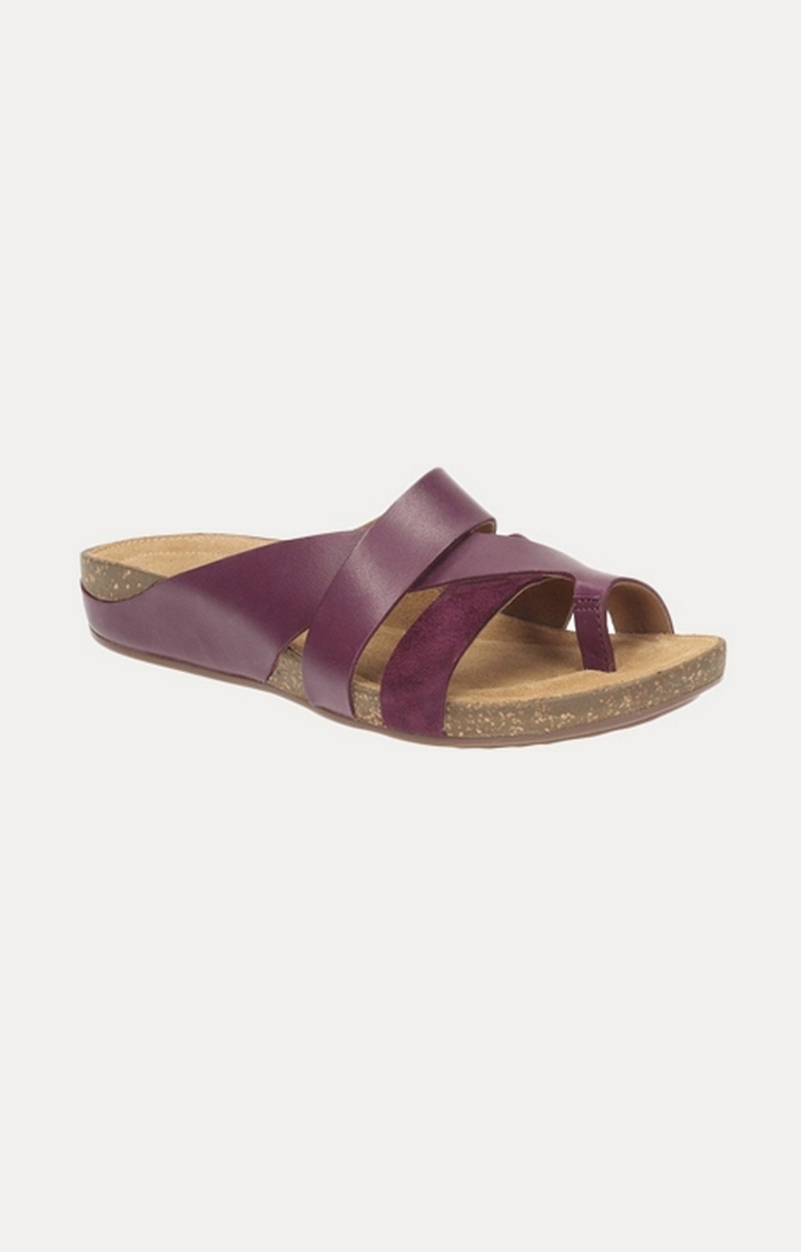 Clarks | Women's Purple Leather Sandals