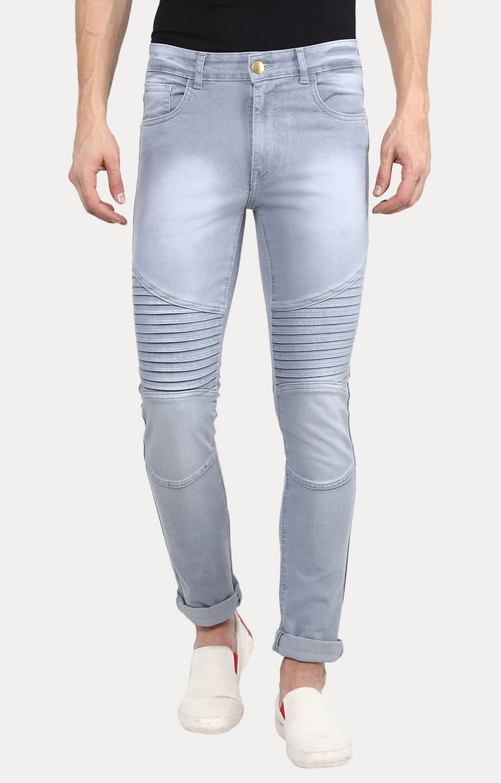 Urbano Fashion | Light Grey Solid Straight Jeans