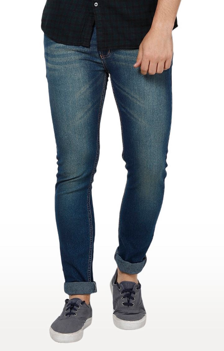 Urbano Fashion | Blue Solid Tapered Jeans