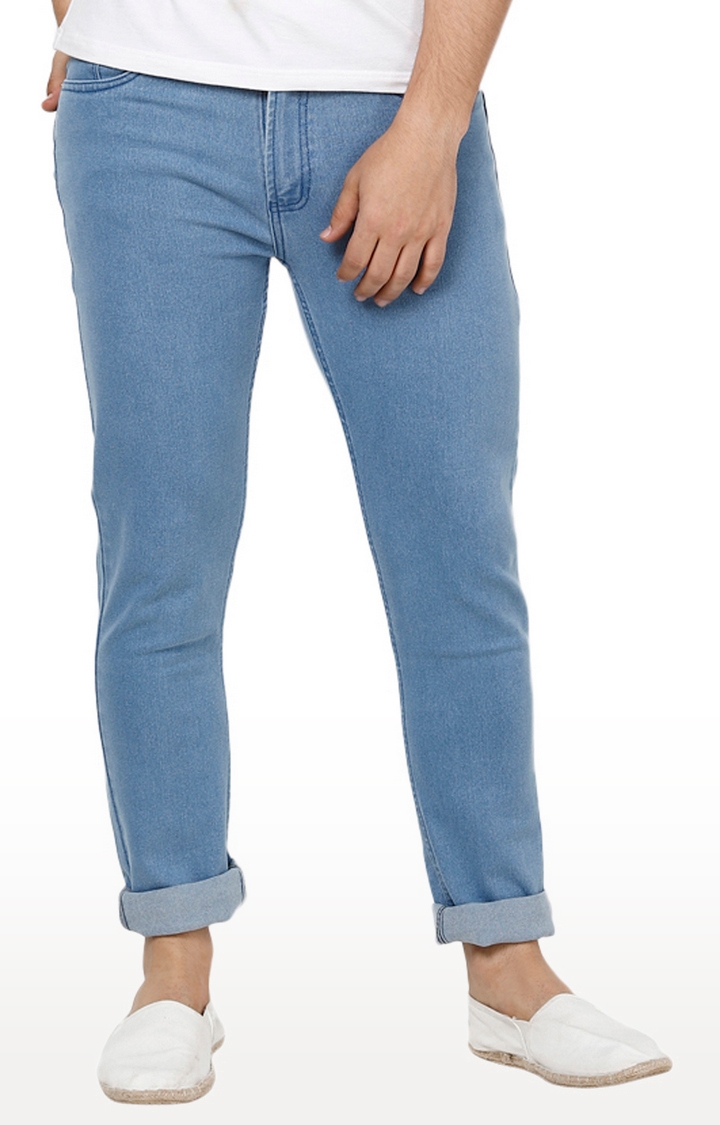 Urbano Fashion | Light Blue Solid Tapered Jeans