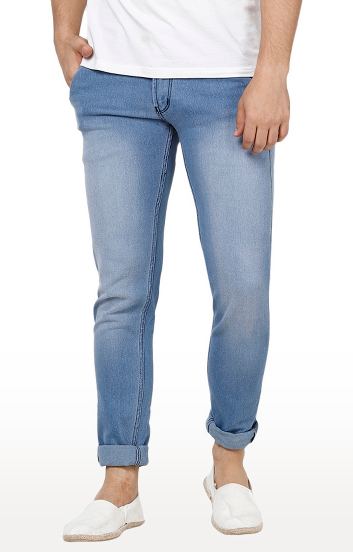 Urbano Fashion | Light Blue Solid Tapered Jeans
