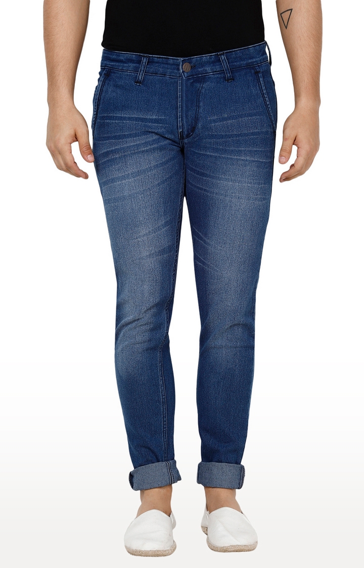 Urbano Fashion | Blue Solid Tapered Jeans