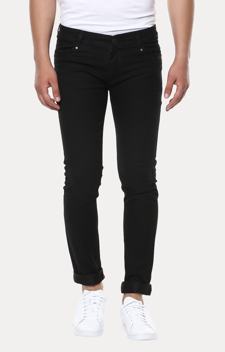 Urbano Fashion | Black Solid Straight Jeans