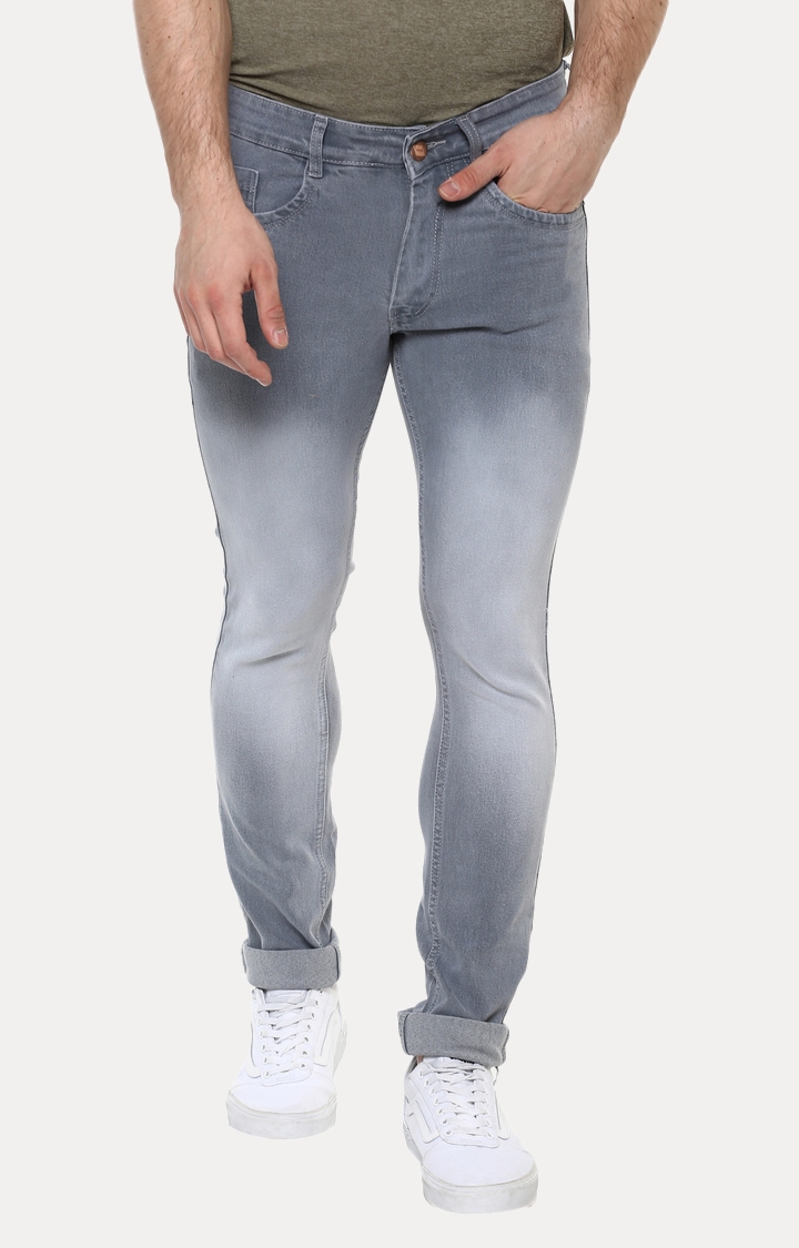 Urbano Fashion | Light Grey Solid Straight Jeans