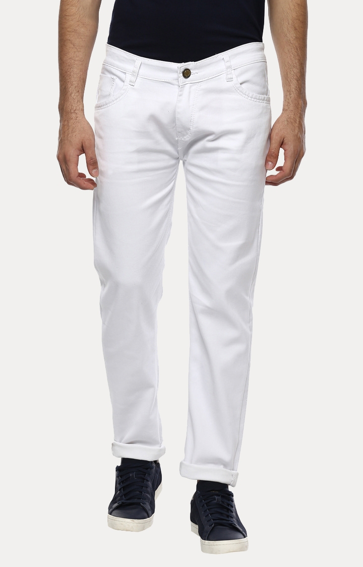 Urbano Fashion | White Solid Straight Jeans
