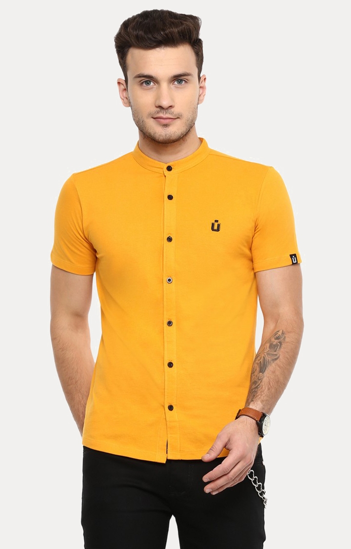 Urbano Fashion | Yellow Solid Casual Shirt