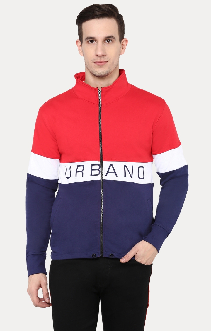 Urbano Fashion | Red and Blue Colourblock Sweatshirt
