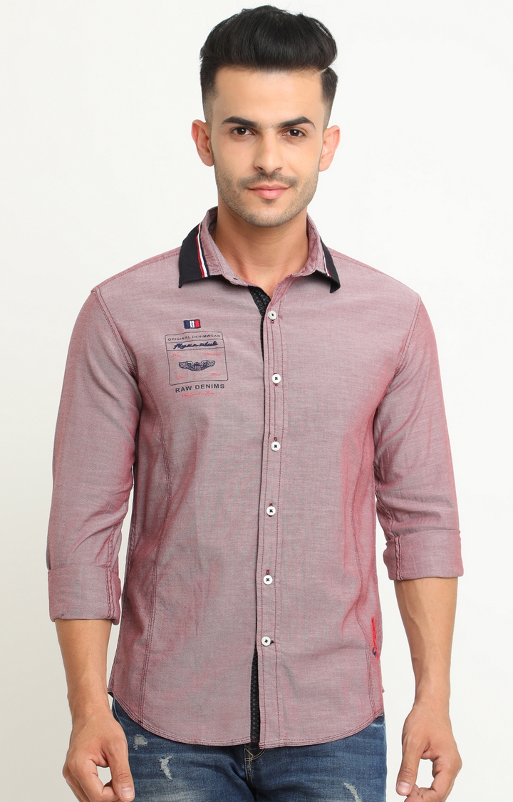Flyrs Club | Soft Red Solid Casual Shirt
