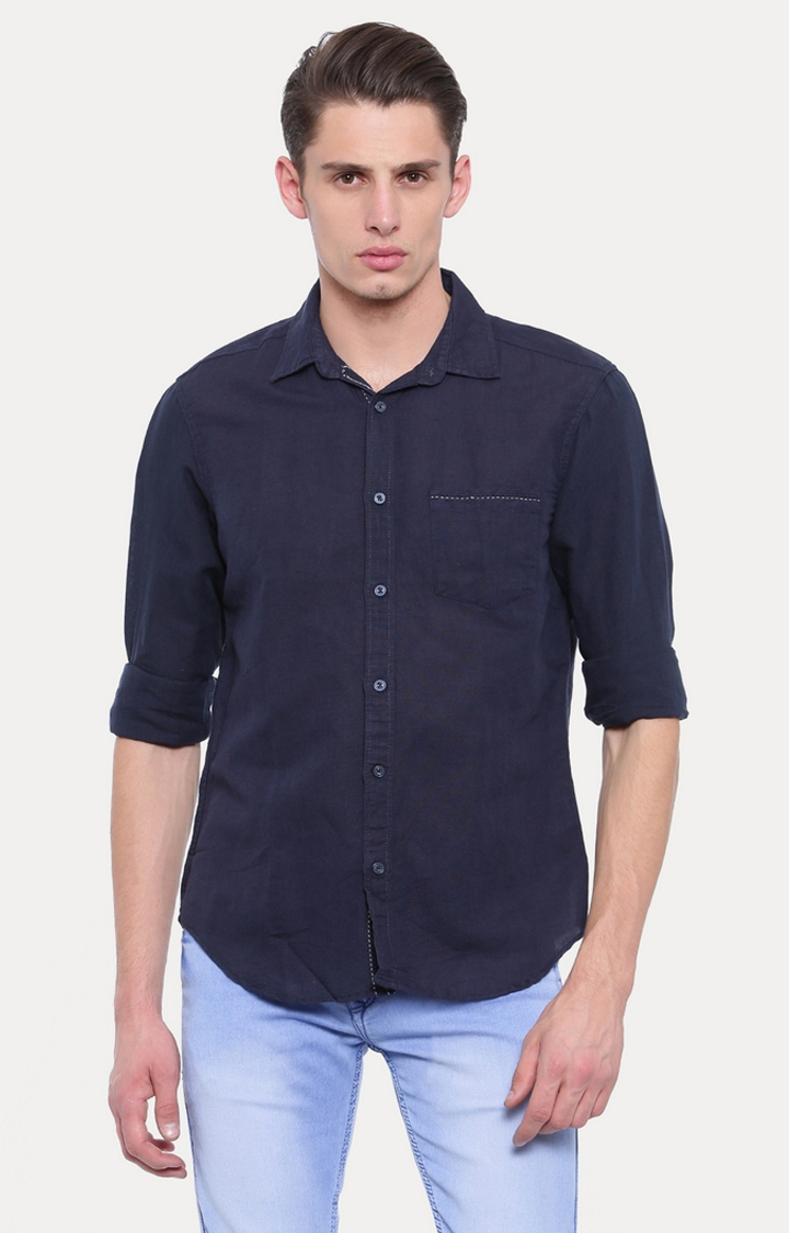 Jackal Berry | Navy Solid Casual Shirt
