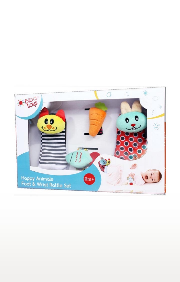Mothercare | Biba Toys Happy Animals Wrist Foot Rattle In Gift Box