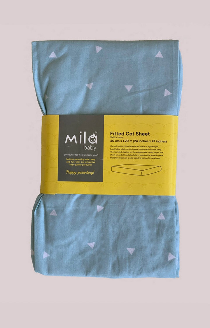 Mila Baby Blue Sprinkles Fitted Cot Sheet Small